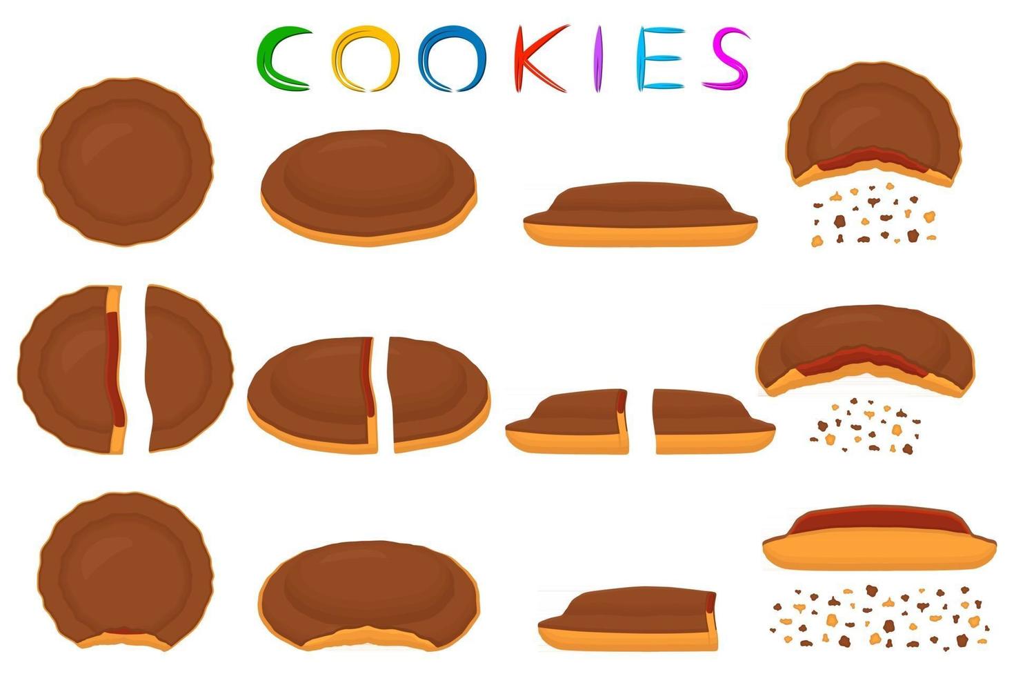 Ilustración sobre el tema gran conjunto de galletas diferentes vector