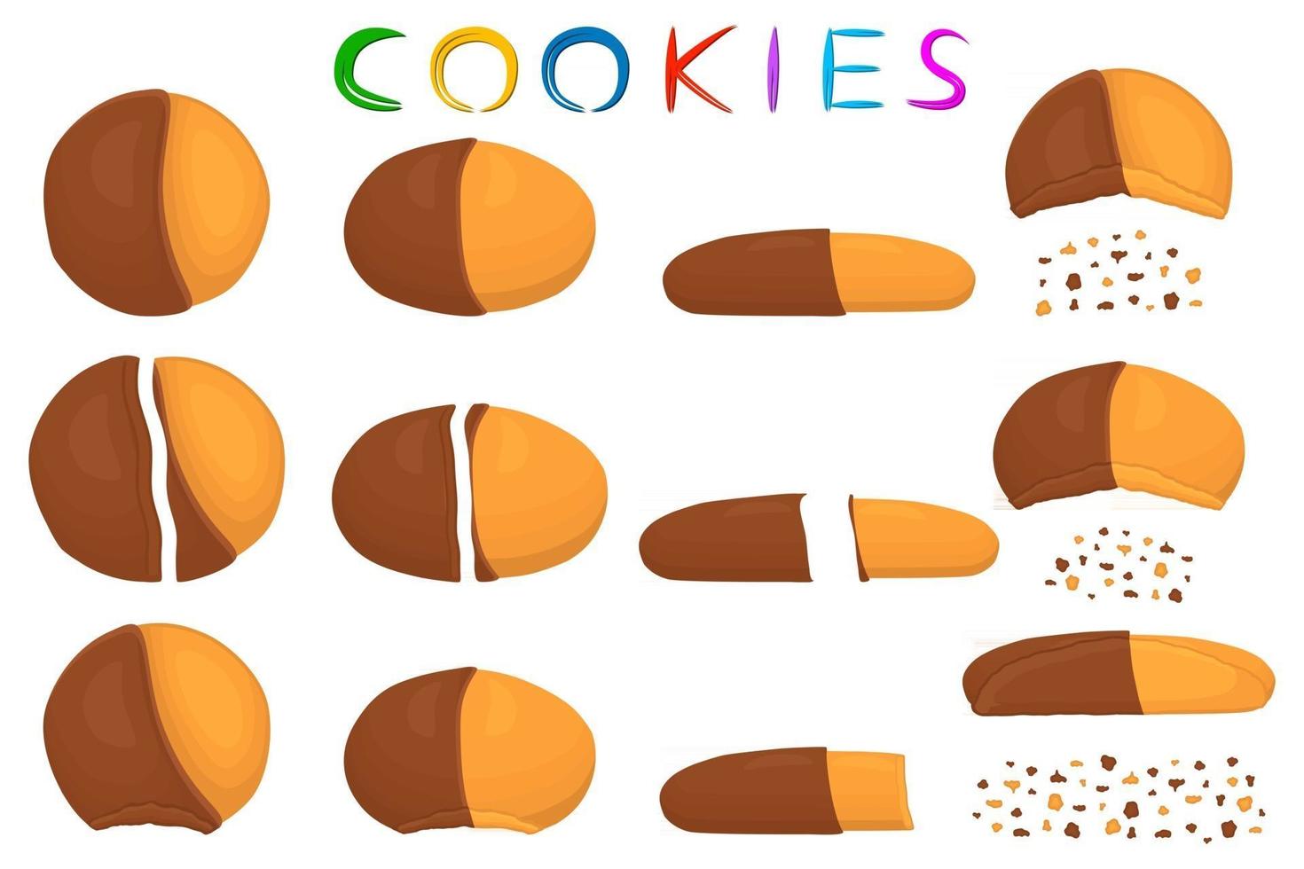 Ilustración sobre el tema gran conjunto de galletas diferentes vector