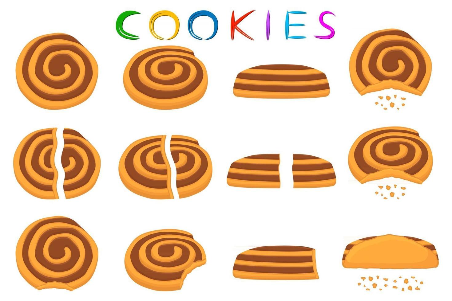 Ilustración sobre el tema gran conjunto de galletas diferentes vector