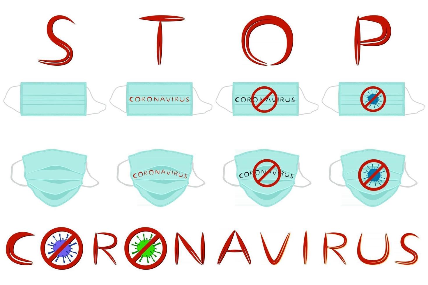 Diferentes de máscaras respiratorias para la prevención del coronavirus. vector