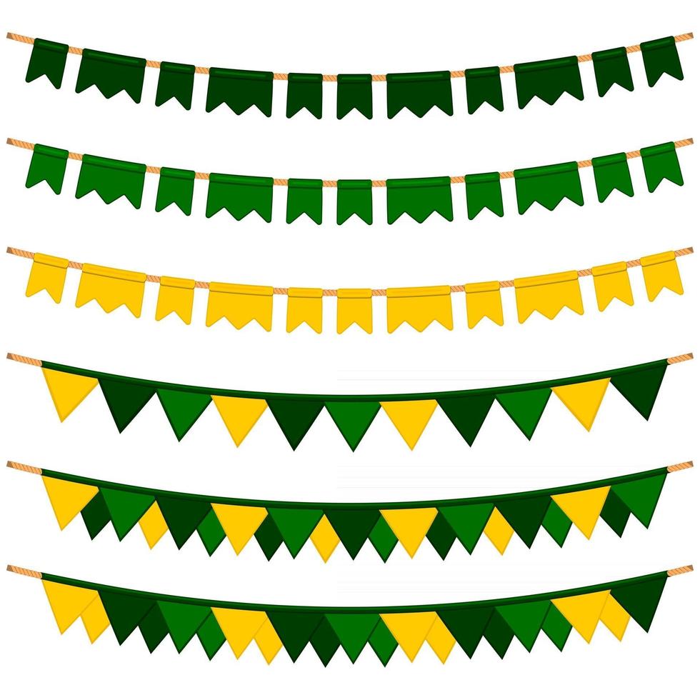Irish holiday St Patrick day, big set from flags on rope vector