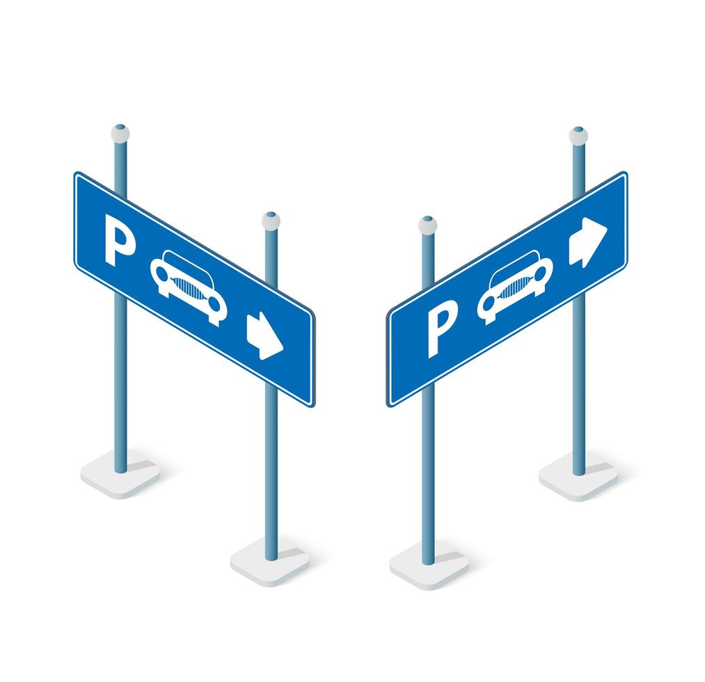 Road signs isometric set street object vector