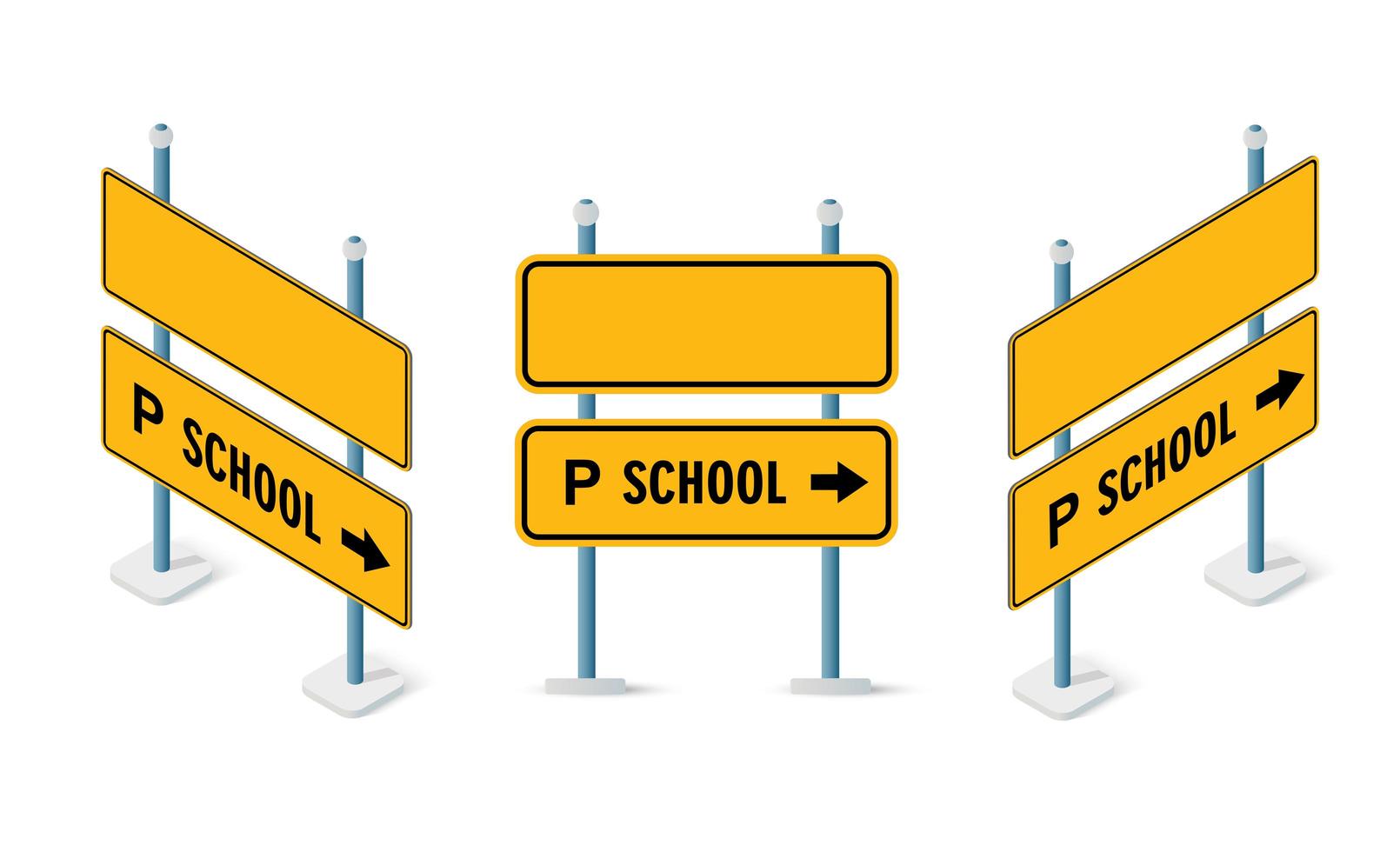 Road signs isometric set street object vector