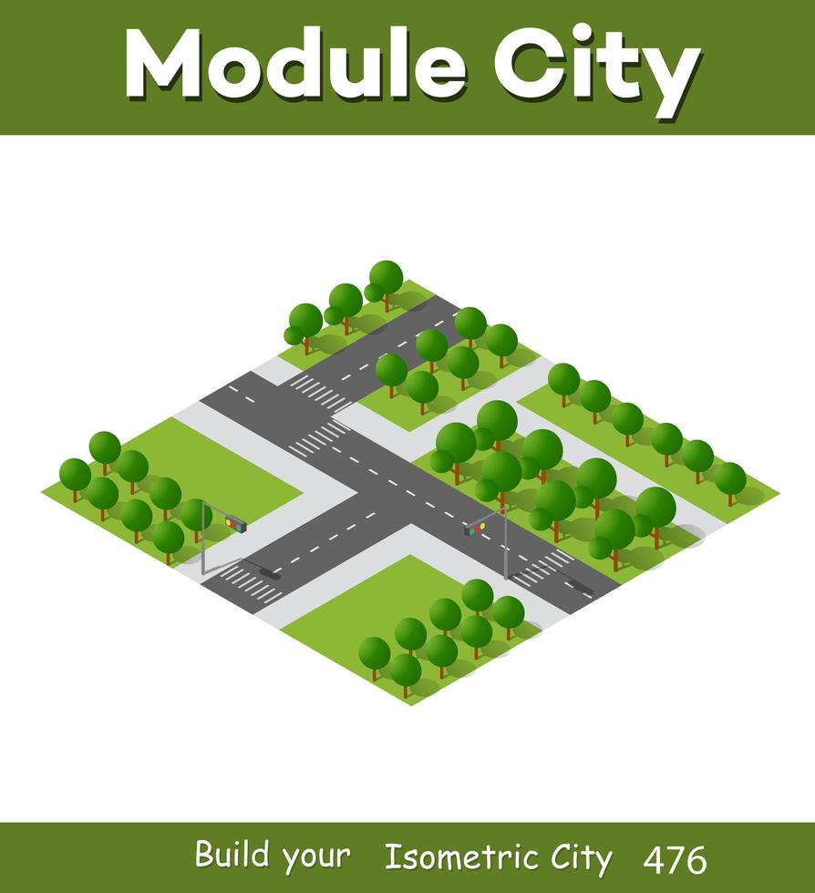 Perspective view from above to the city quarter of the highway vector