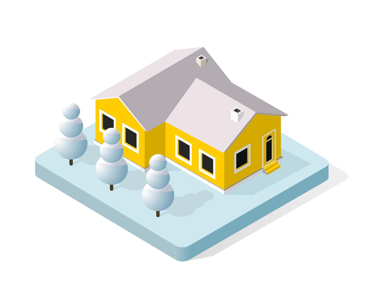 Christmas city isometric urban winter quarter in the snow vector