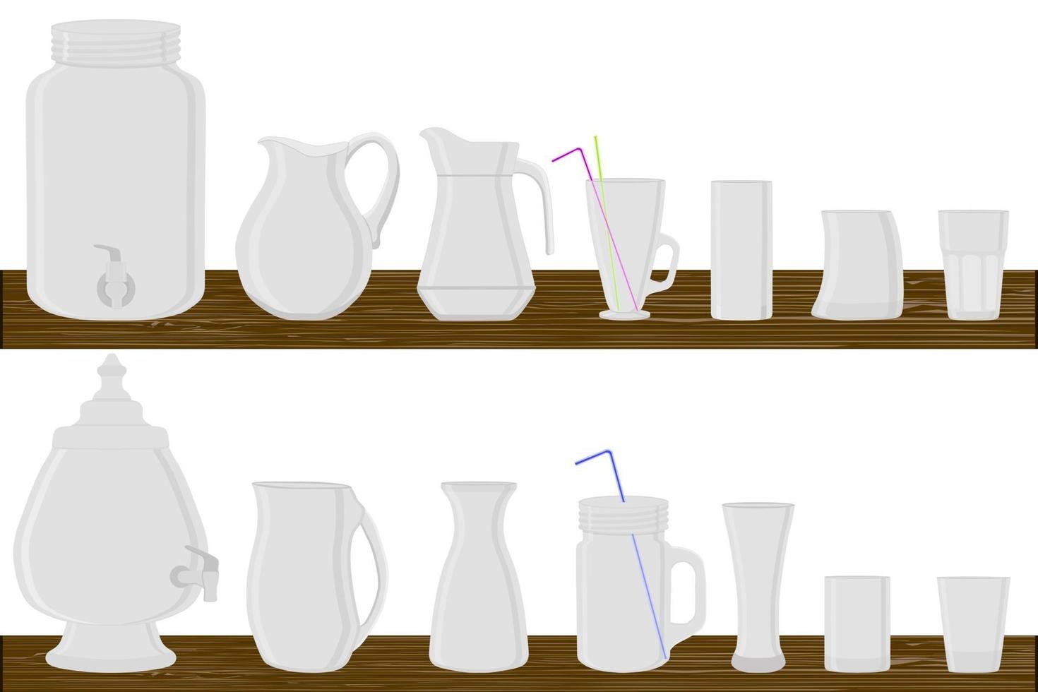 Ilustración sobre el tema kit grande diferentes tipos de cristalería vector