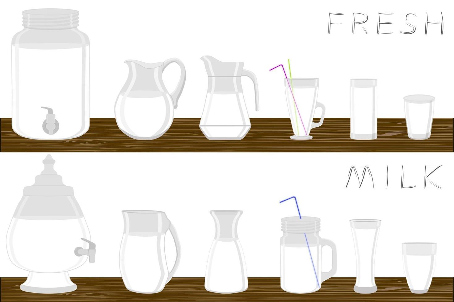 Illustration on theme big kit different types glassware vector