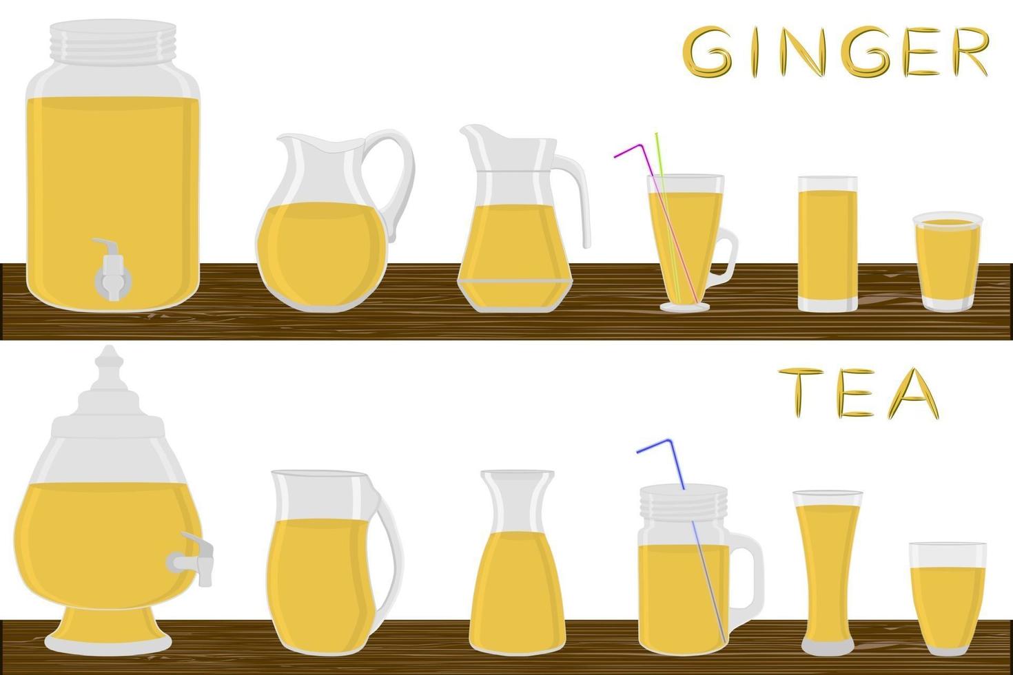 Ilustración sobre el tema kit grande diferentes tipos de cristalería vector