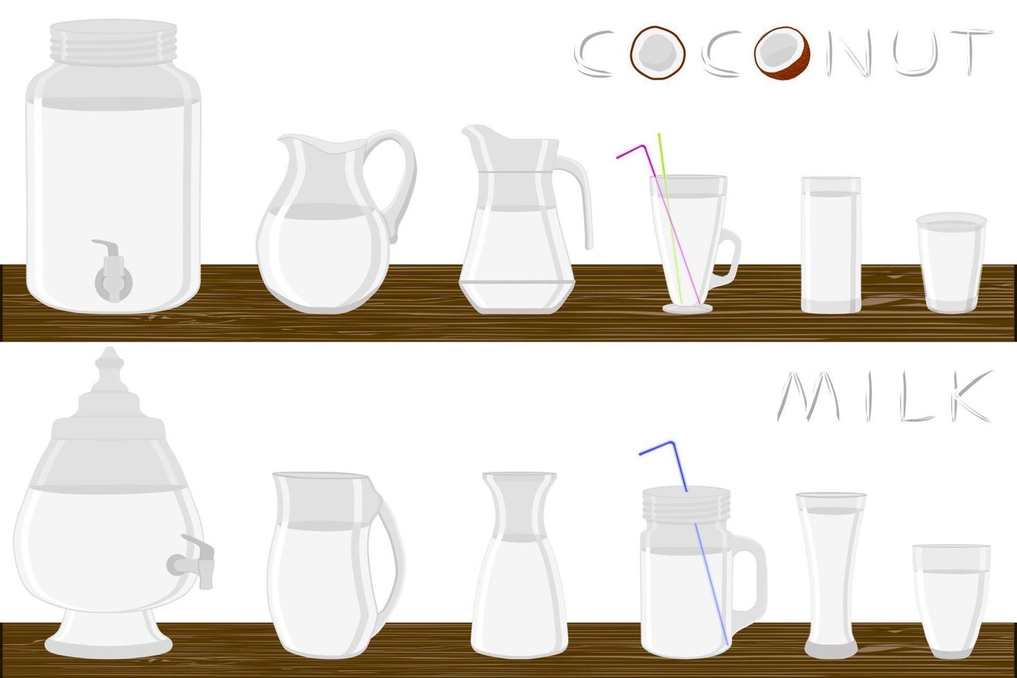 Illustration on theme big kit different types glassware vector