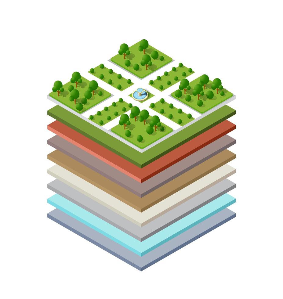Soil layers cross-section geological and underground beneath vector