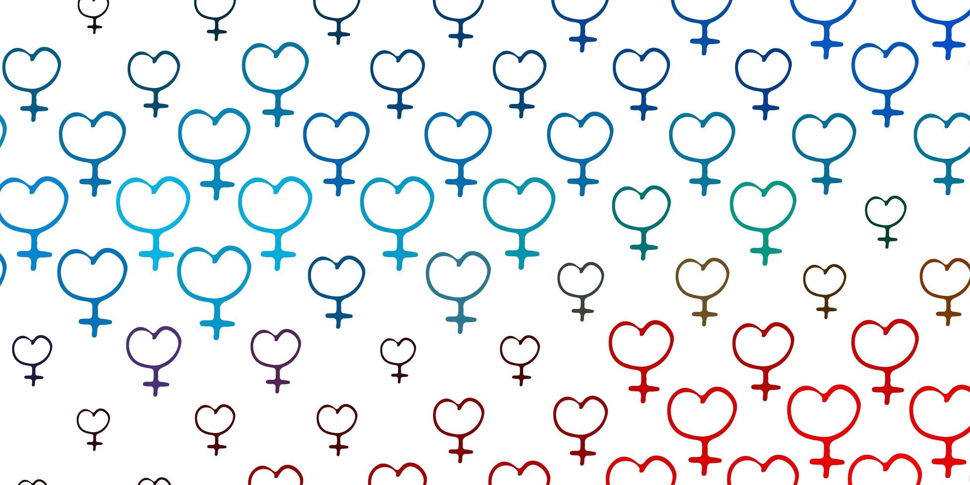 Light Blue, Red vector texture with women's rights symbols.