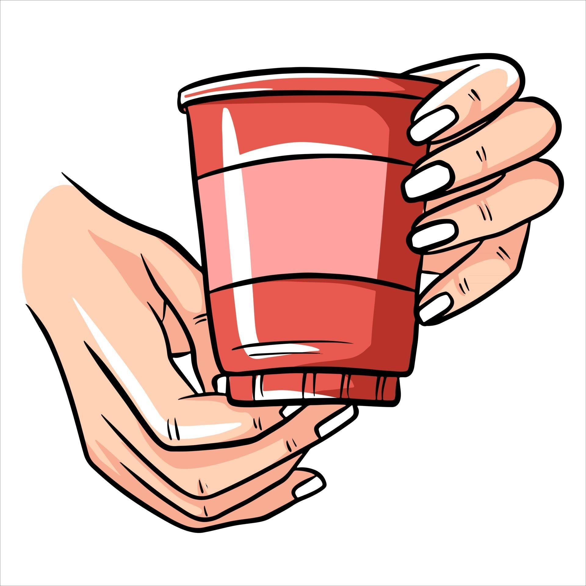 Coffee in a glass Coffee in a plastic cup Coffee to go Cartoon style
