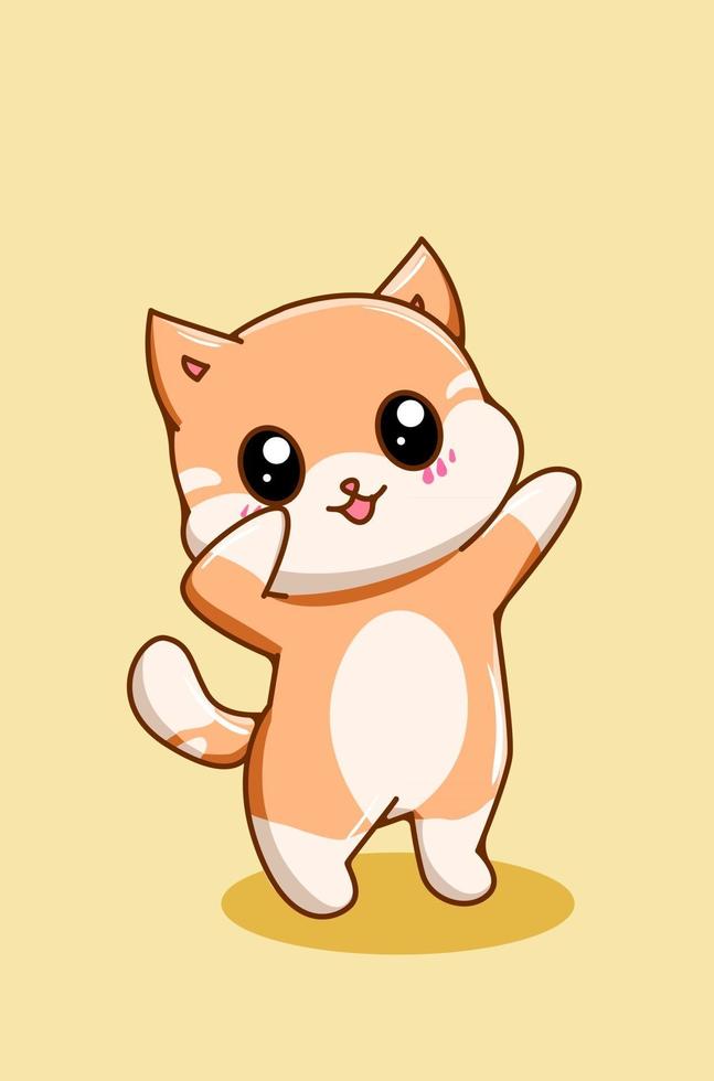 Cute and funny small cat cartoon illustration vector