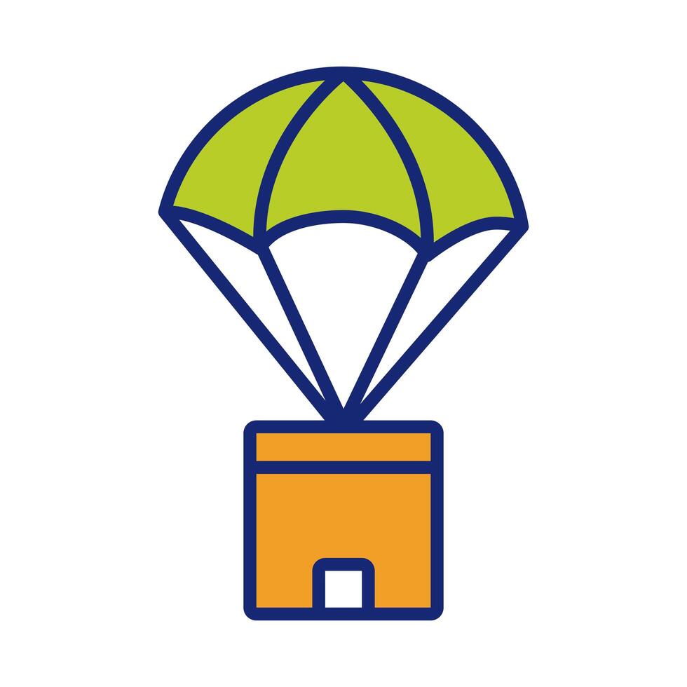 box carton packing in parachute line and fill style vector
