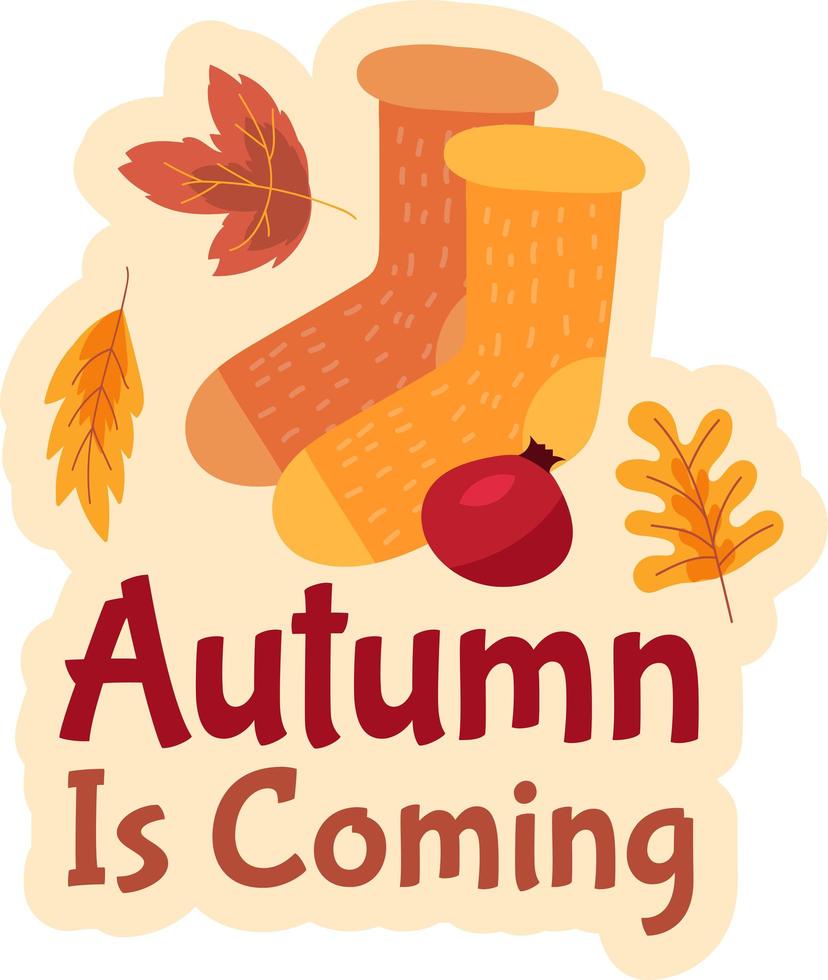 Autumn is coming sticker design for seasonal sale vector