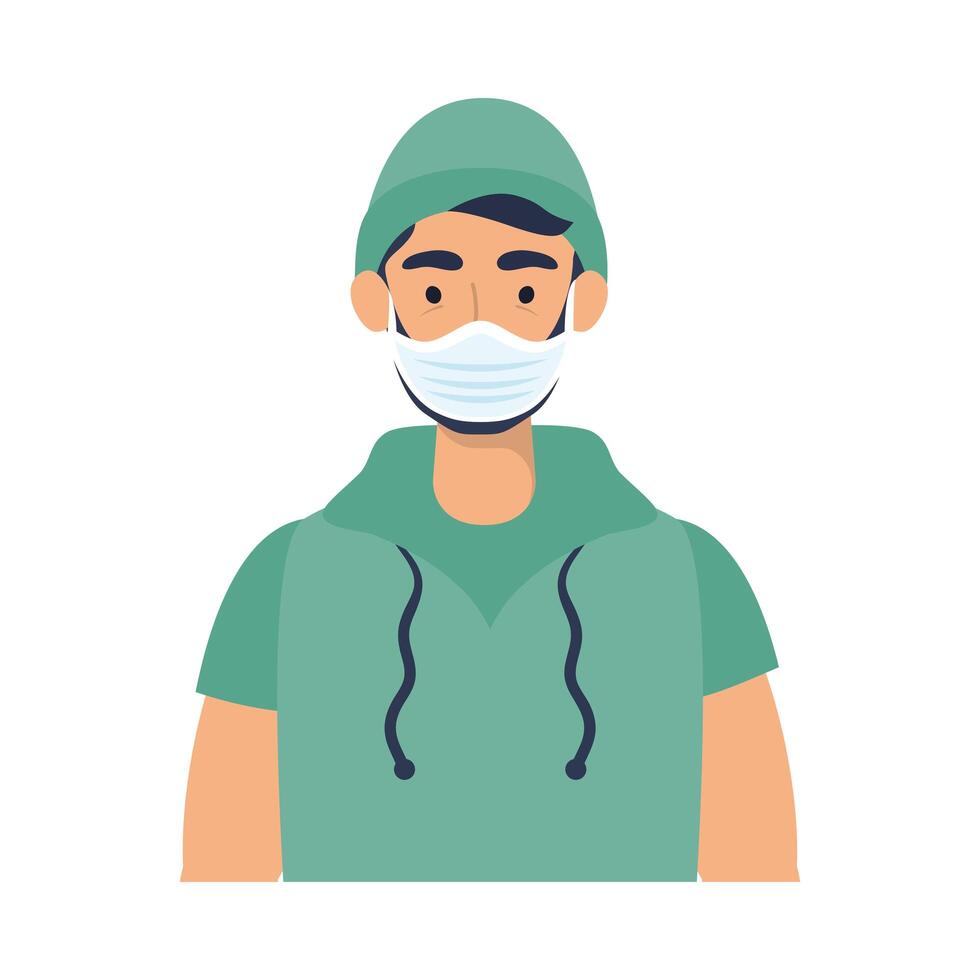 Man avatar with medical mask vector design