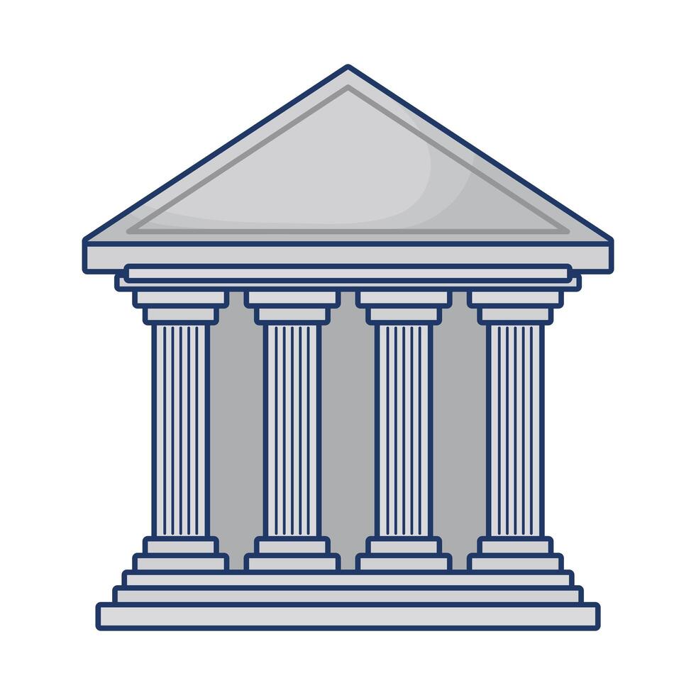 bank building facade isolated icon vector