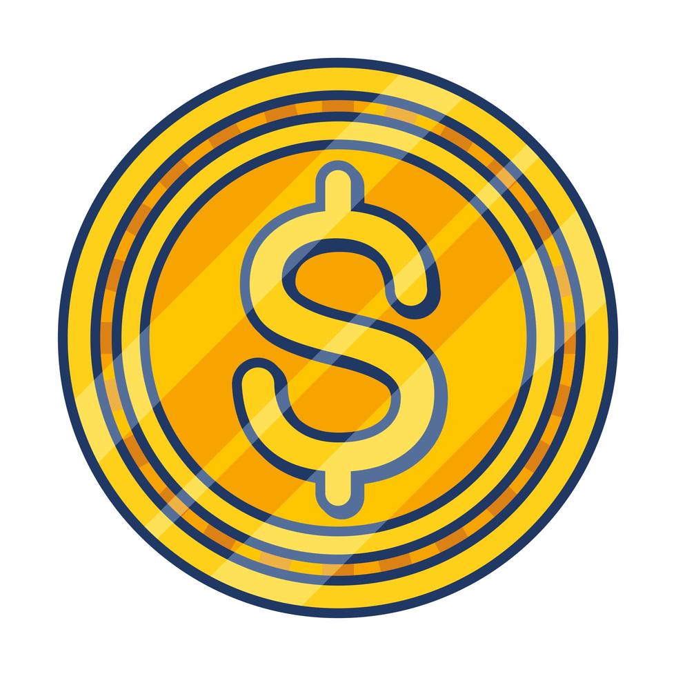 coin money dollar isolated icon vector