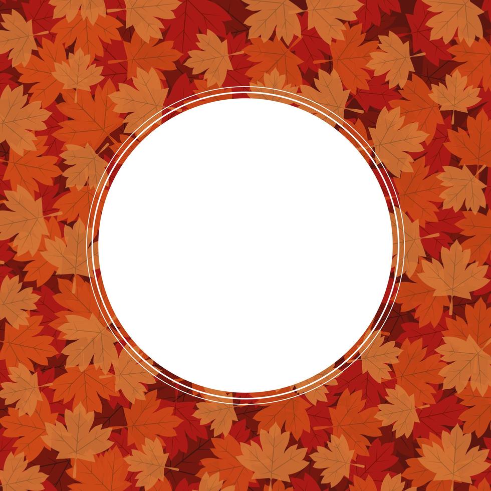 Autumn maple leaves around circle vector design