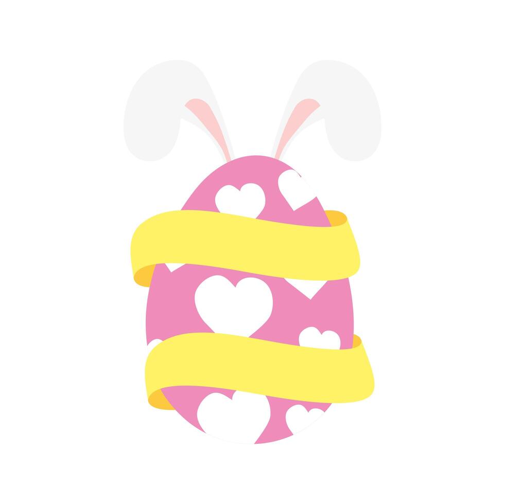 happy easter egg painted with rabbit ears vector