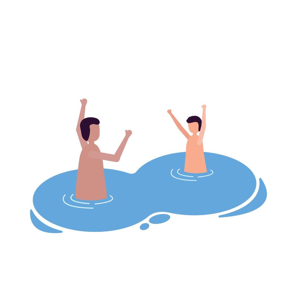 Boys kids on pool vector design