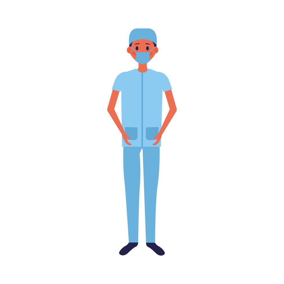 male doctor with uniform and mask vector design