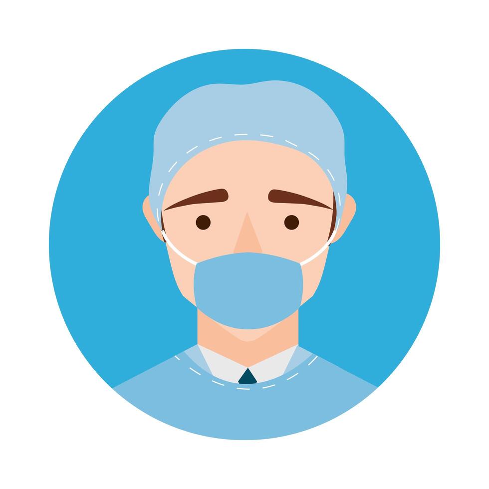 male doctor with uniform and mask vector design