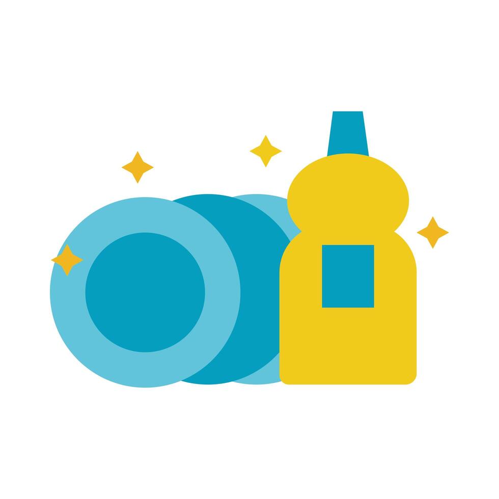 detergent bottle and plates vector design