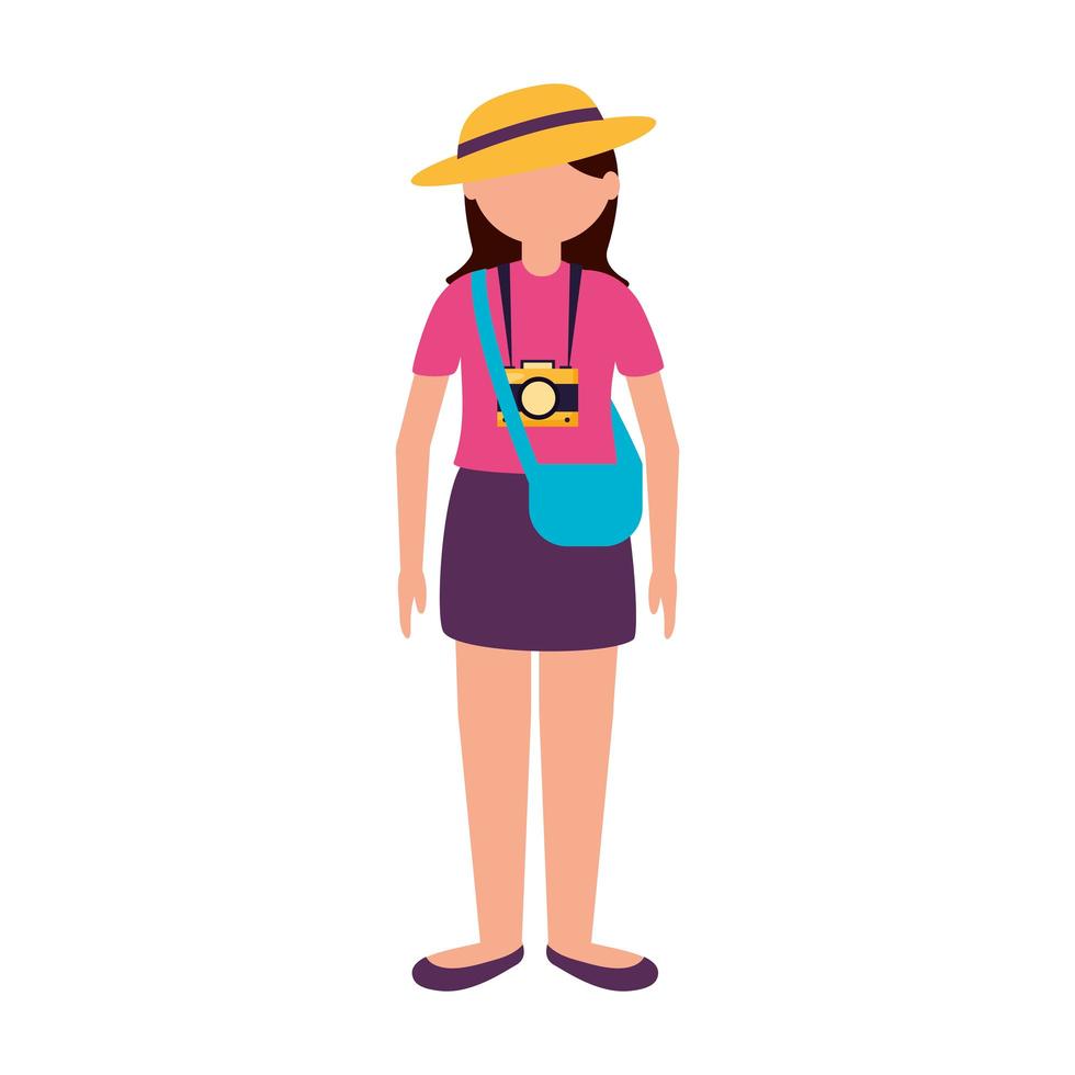 Avatar mujer con diseño de vector de bolso y sombrero