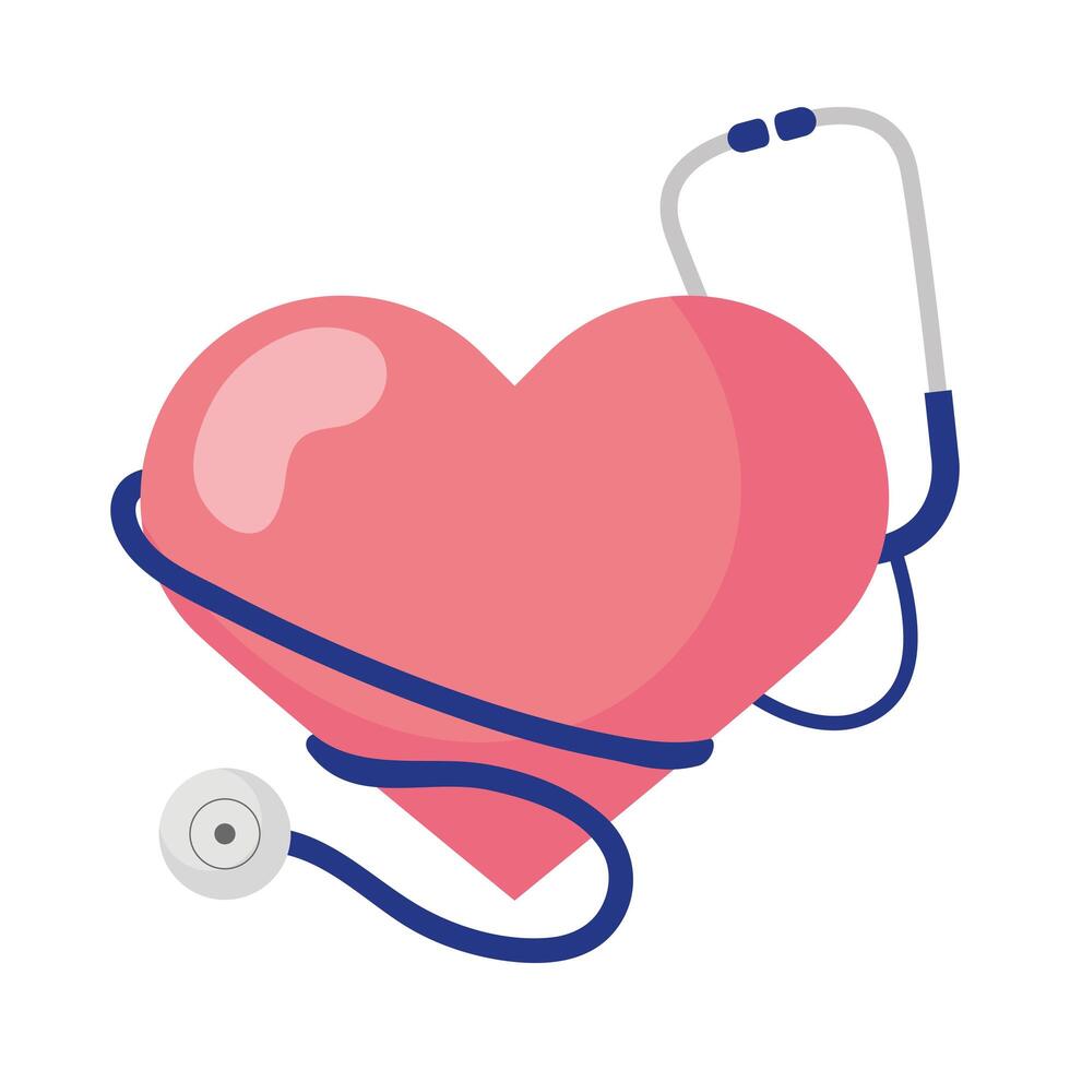 Heart with stethoscope vector design