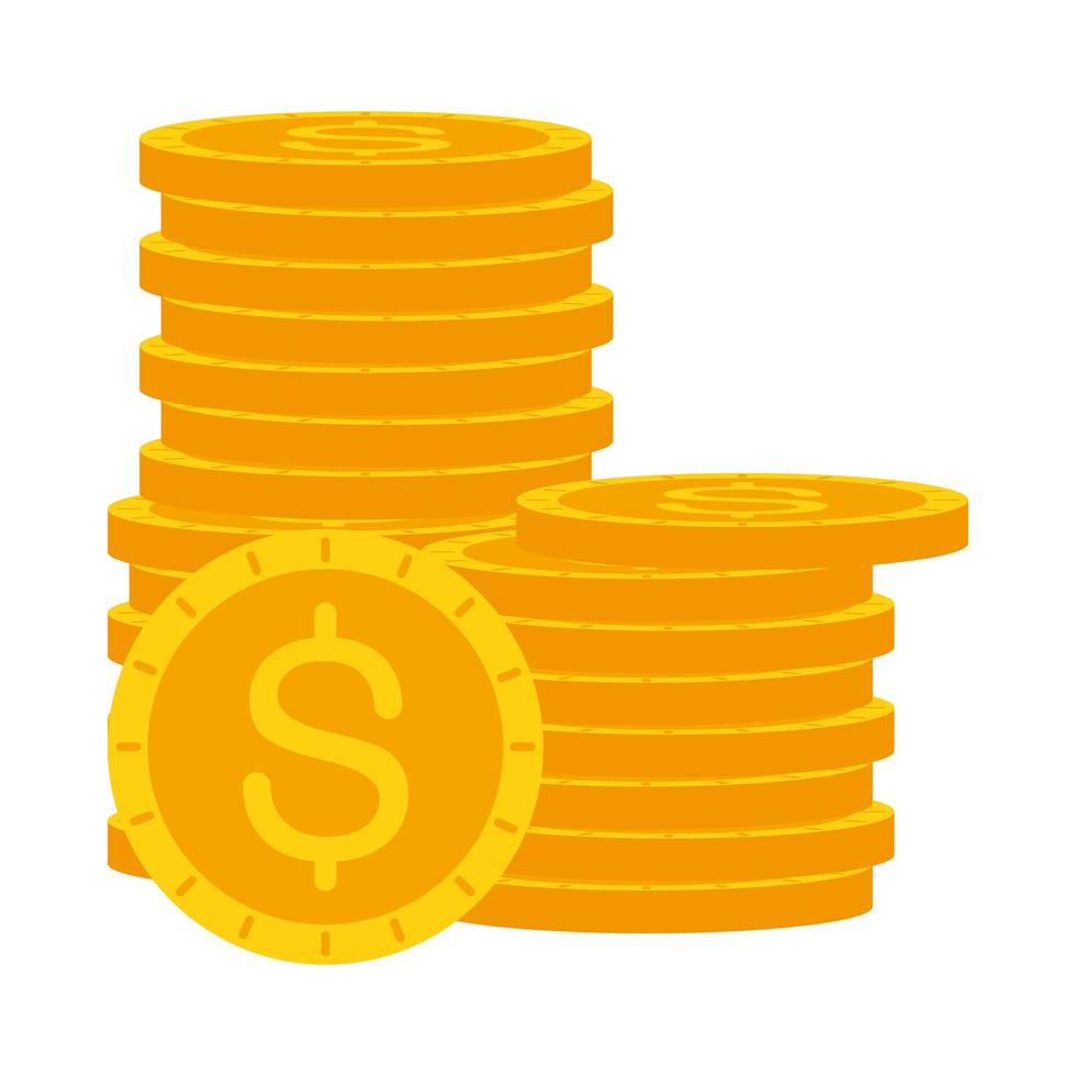 Isolated dollar coins vector design