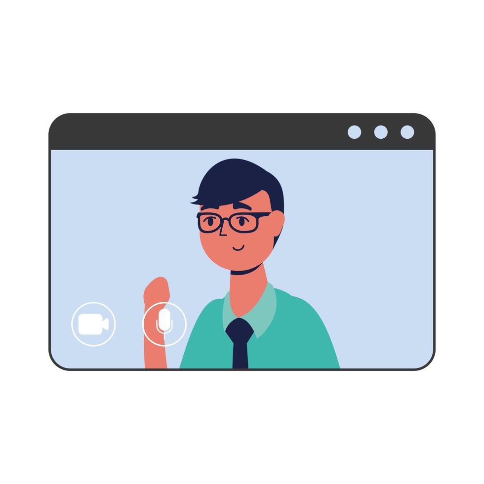 Man avatar on website in video chat vector design