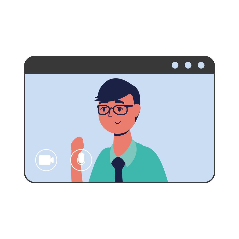 avatar de hombre en el sitio web en el diseño de vectores de chat de video