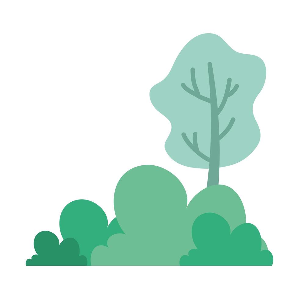 escena de la naturaleza de árboles y arbustos vector