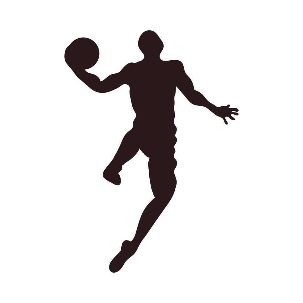 silueta, de, jugador de baloncesto, icono vector