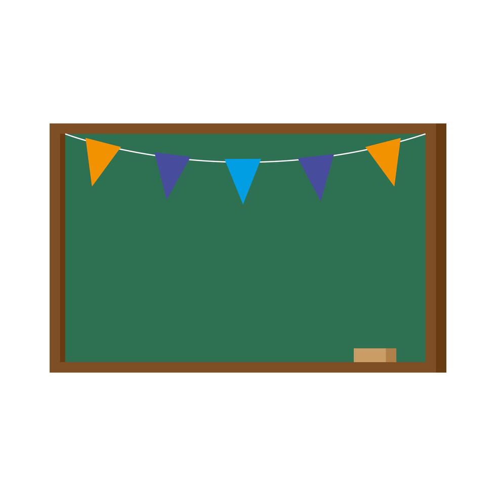 chalkboard school supply with garlands decoration vector