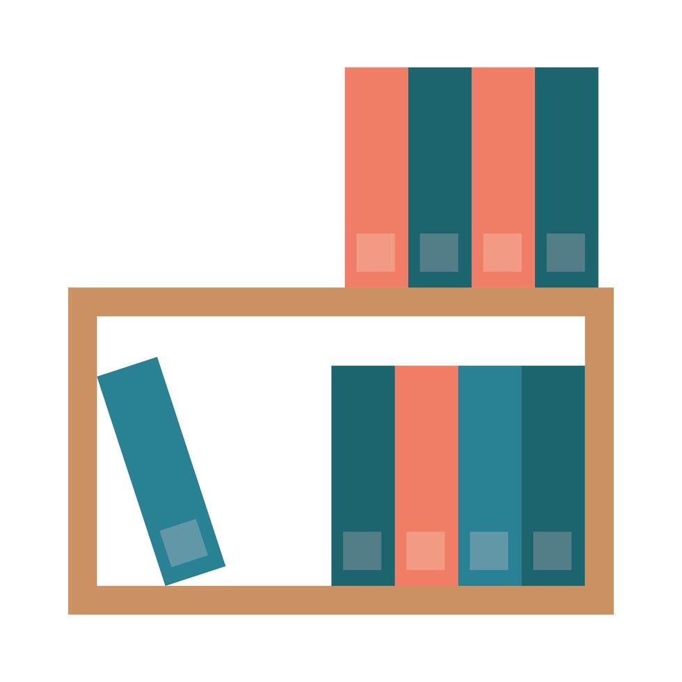 shelf with text books isolated icon vector