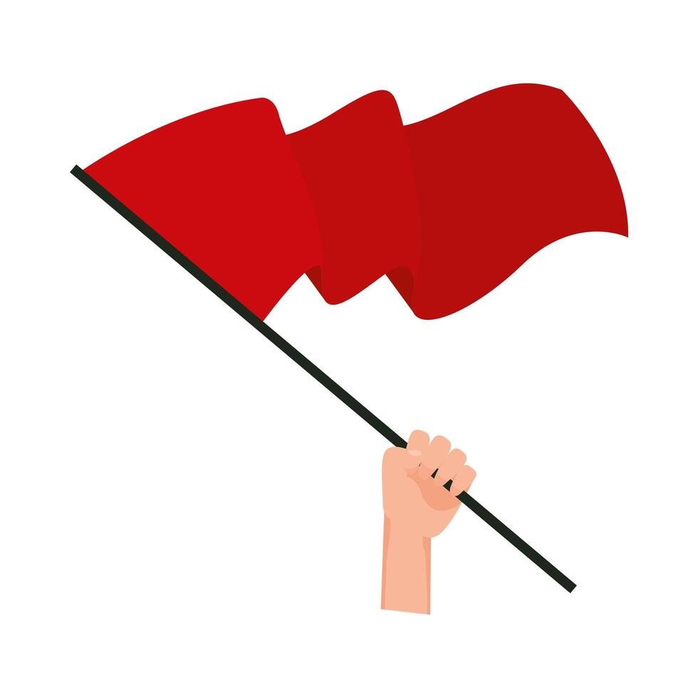 hand waving red flag isolated icon vector