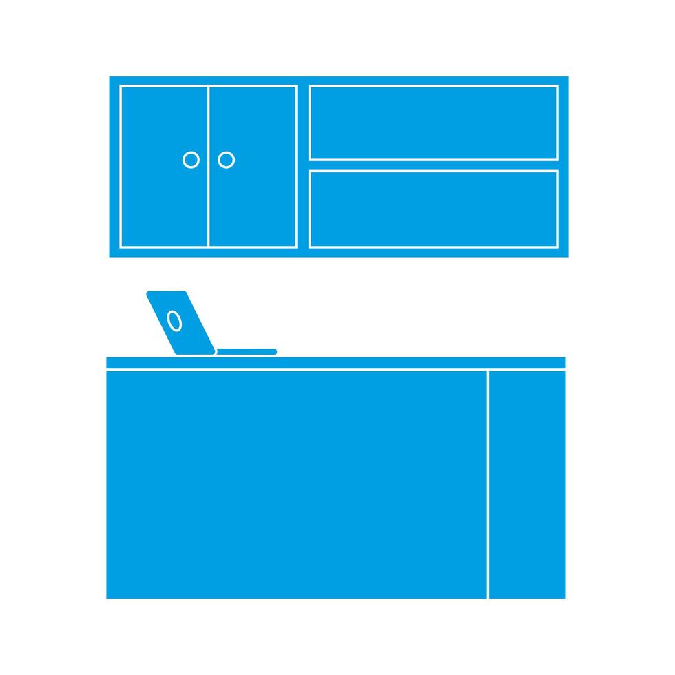 laptop computer technology in desk vector