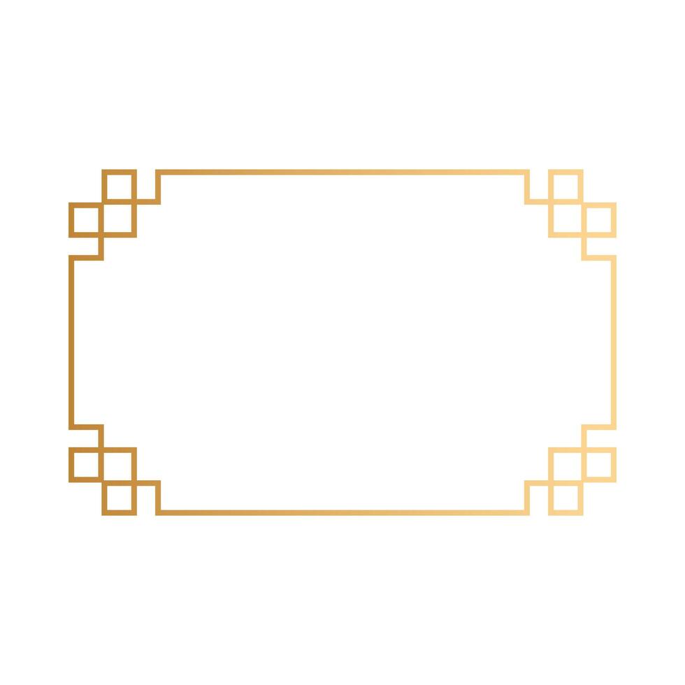 golden square frame decoration icon vector