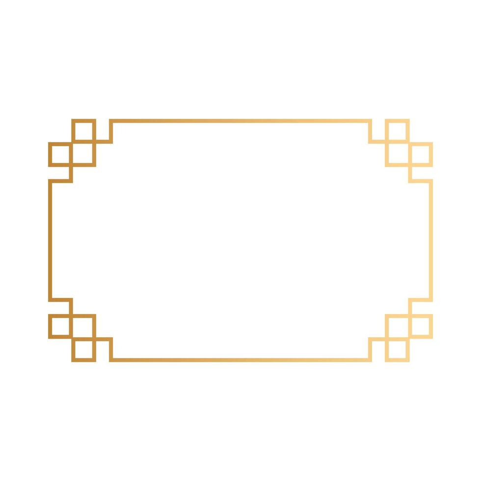 golden square frame decoration icon vector