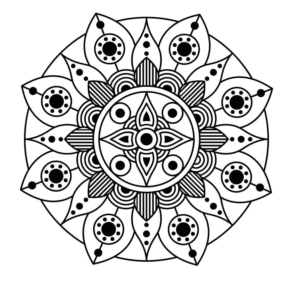 decorative floral monochrome mandala ethnicity artistic icon vector