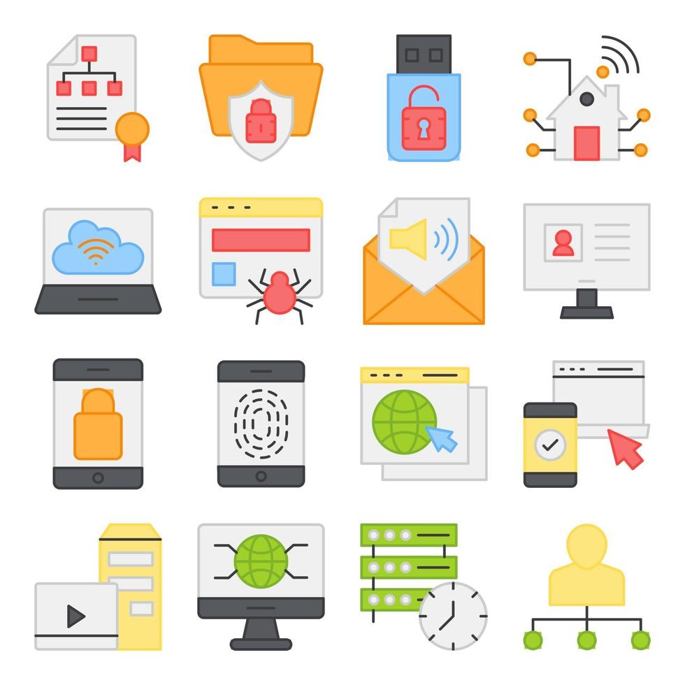 Pack of Hierarchy Flat Icons vector