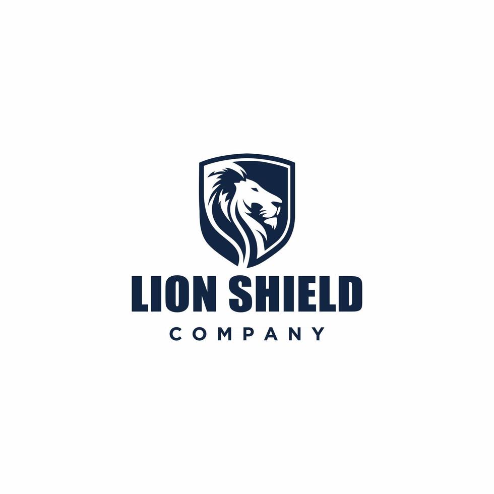 Plantilla de diseño moderno de logotipo de escudo de león, logotipo de cabeza de león, elemento de identidad de marca, ilustración vectorial eps 10 vector