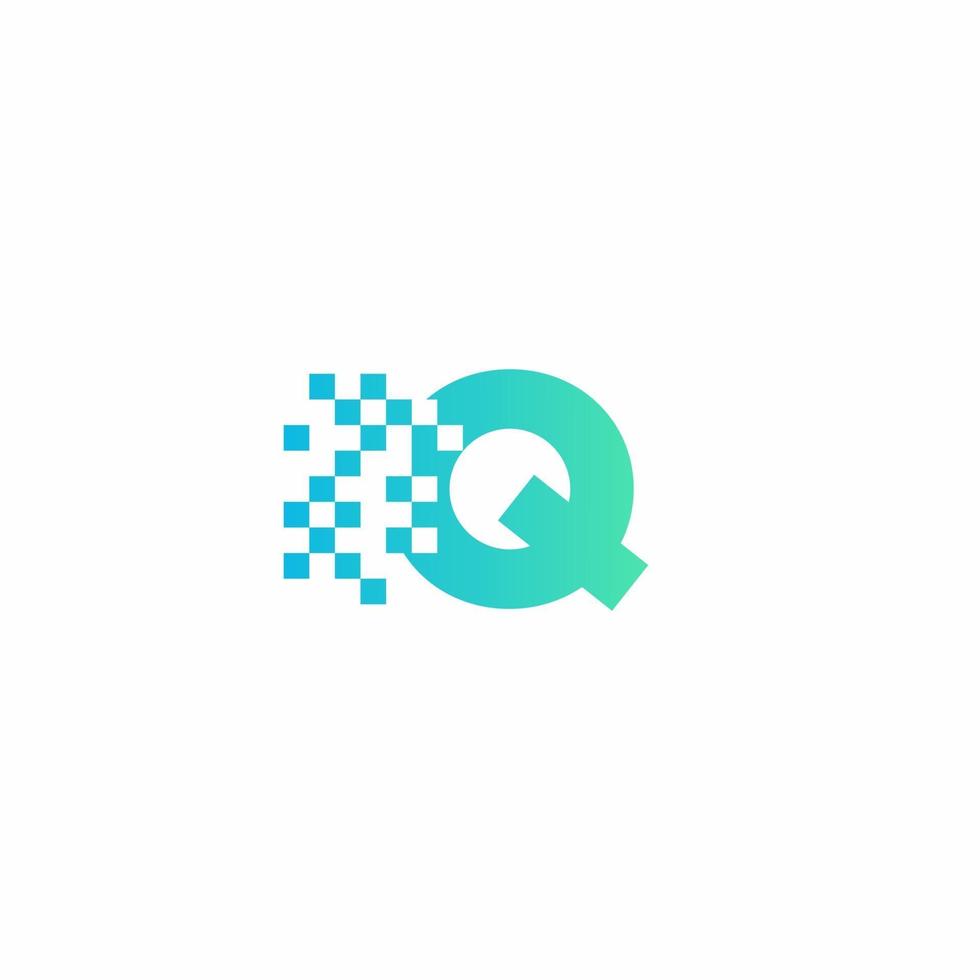 Plantilla moderna de diseño de logotipo de letra q pixel vector