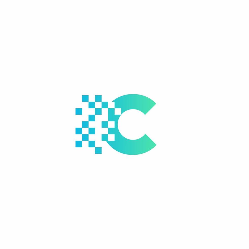 C Letter pixel logo design modern template vector