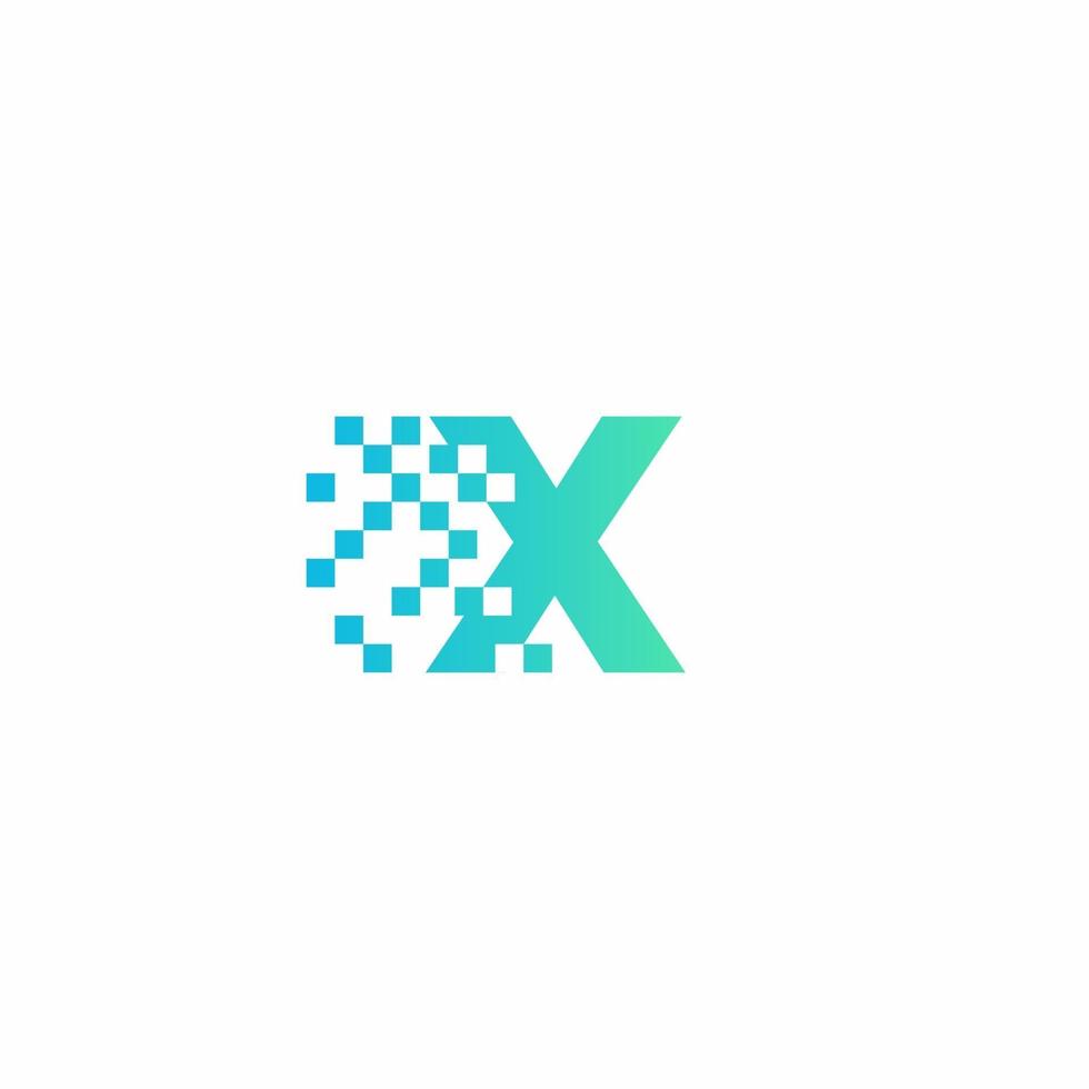 X Letter pixel logo design modern template vector