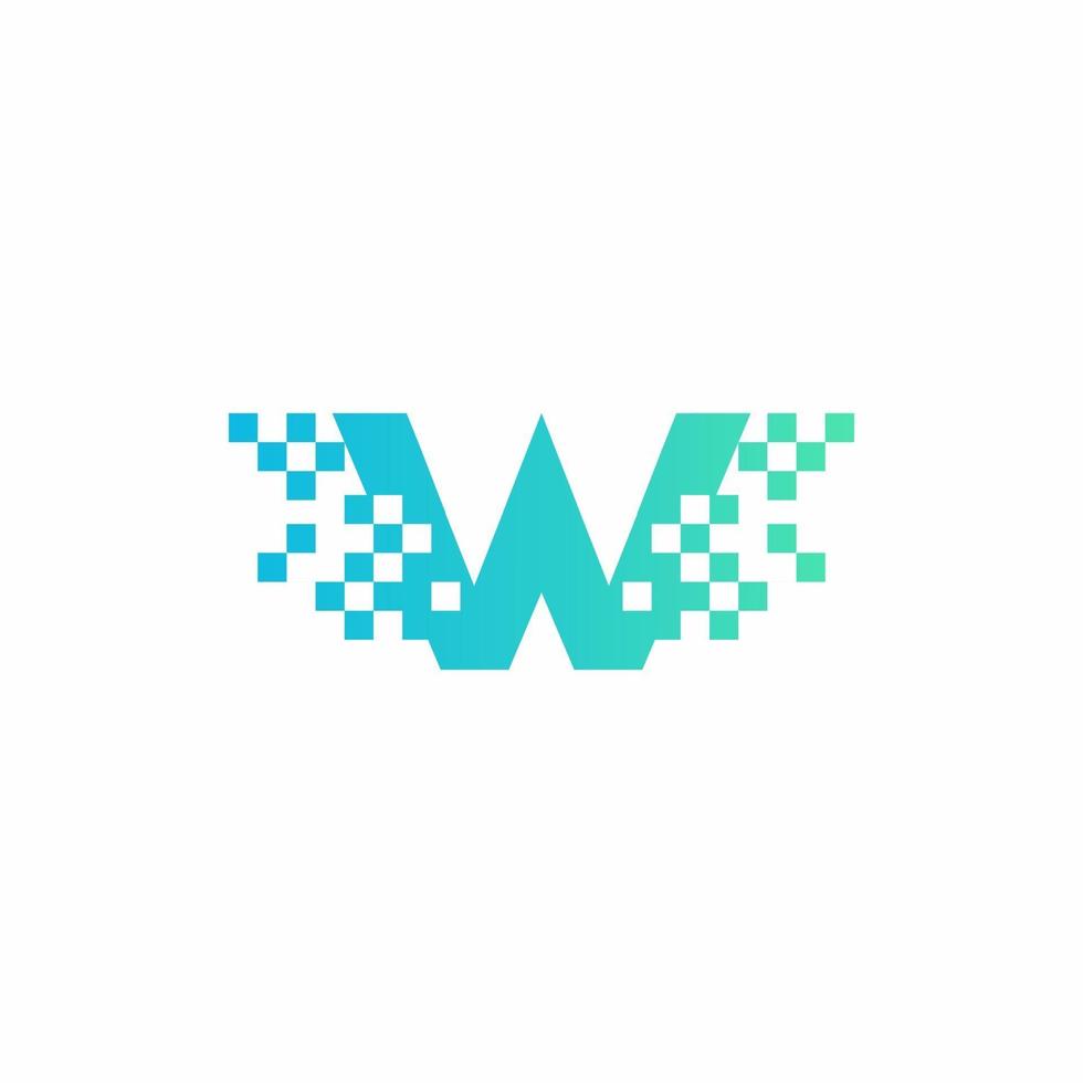 W Letter pixel logo design modern template vector