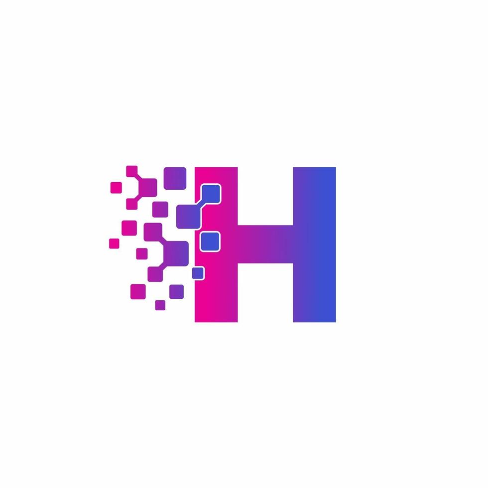 H Initial letter Digital Pixels Tech Logo Vector