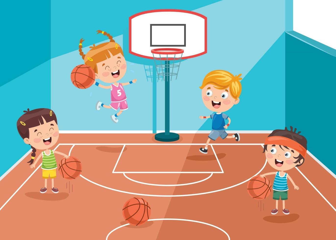 kids playing basketball clip art